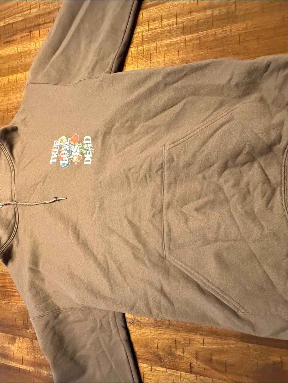 Fashion Nova Kids Brown Pullover Hoodie with Floral 'True North' Graphic